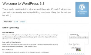 WordPress 3.3 - Uvítací obrazovka