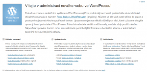 WordPress 3.3: Uvítací obrazovka v češtině