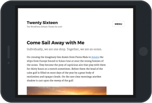 WordPress 4.4: Twenty Sixteen (tablet)